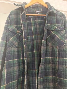 Sleeper Green and Navy Plaid Shirt Jacket